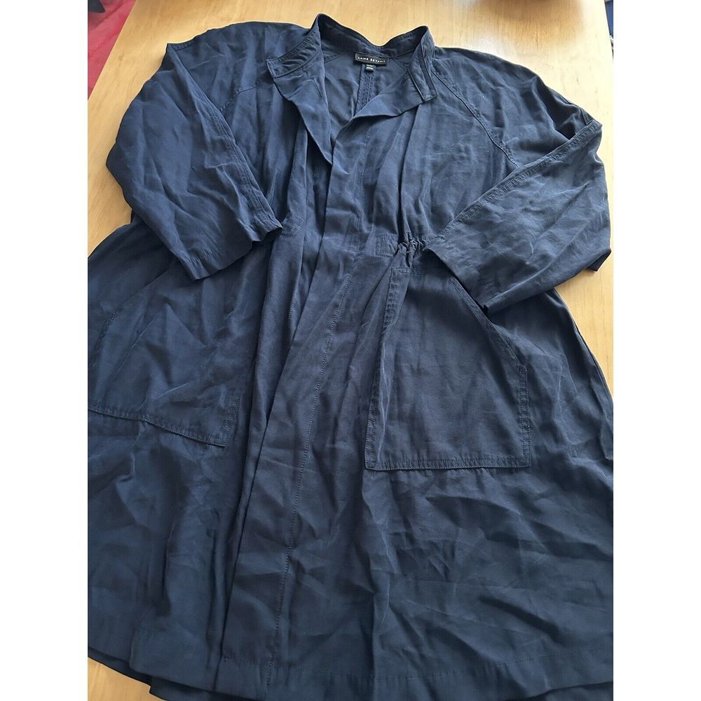 LANE BRYANT Women 18 Jacket Navy Blue Open Front Drawstring Cinch Waist